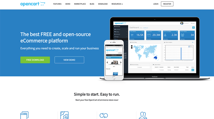 Screenshot CMS-System OpenCart