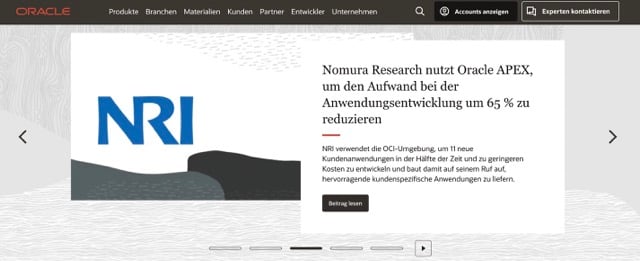 Oracle nutzt im Lead-Nurturing-Prozess sein eigenes Wissen und stellt branchenspezifische Inhalte zur Verfügung