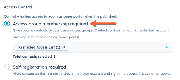 customer portal access settings