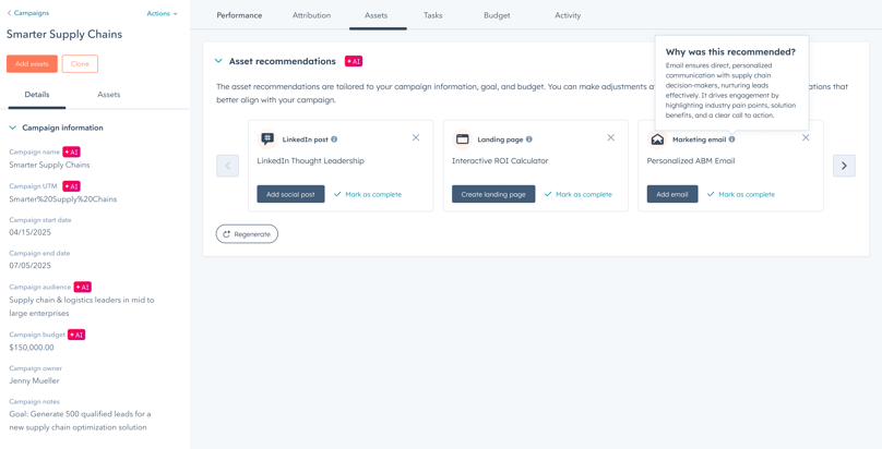 start with AI created campaign screen