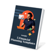 Smiling man working on a laptop with financial planning materials in front of him, featuring the title 