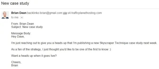 BackLinko cold outreach email example
