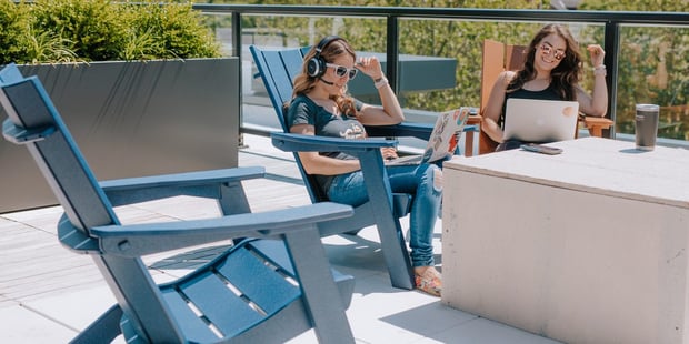 two women working outside