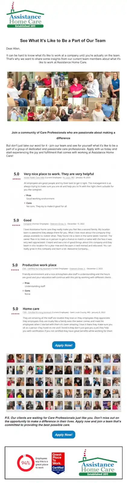 Home Care Position - Best Recruiting Emails