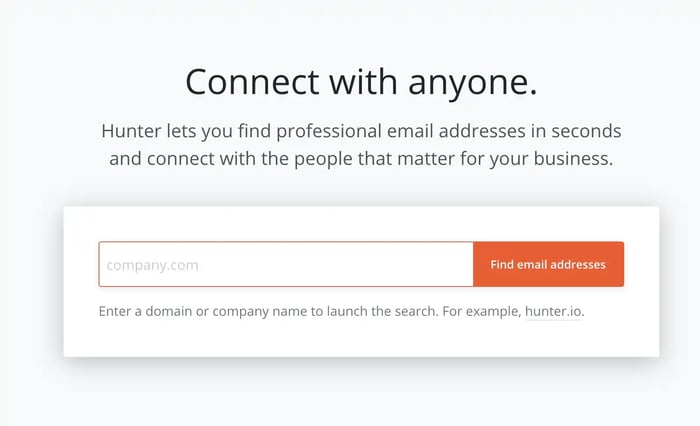 sales prospecting tools, Hunter dashboard