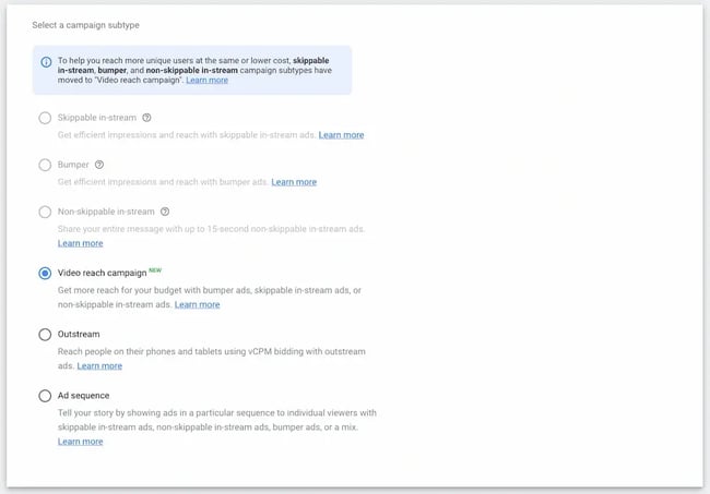 Step 5: Choose the campaign subtype and strategy