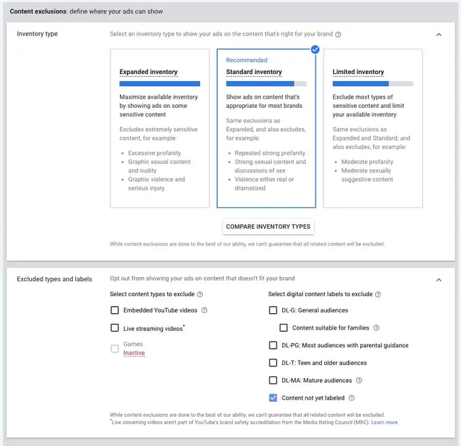 Step 9: Set up content exclusions and excluded types and labels