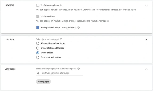 Step 8: Choose networks, locations, and languages