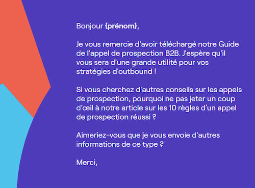 Exemple d'email de remerciement